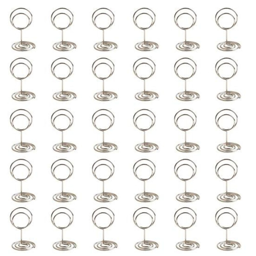 (silver) 30pcs/set Metal Card Holder Desktop Standing Multifunctional Mini Photo Picture Menu Memo Table Number Display Clip Organizer Stand