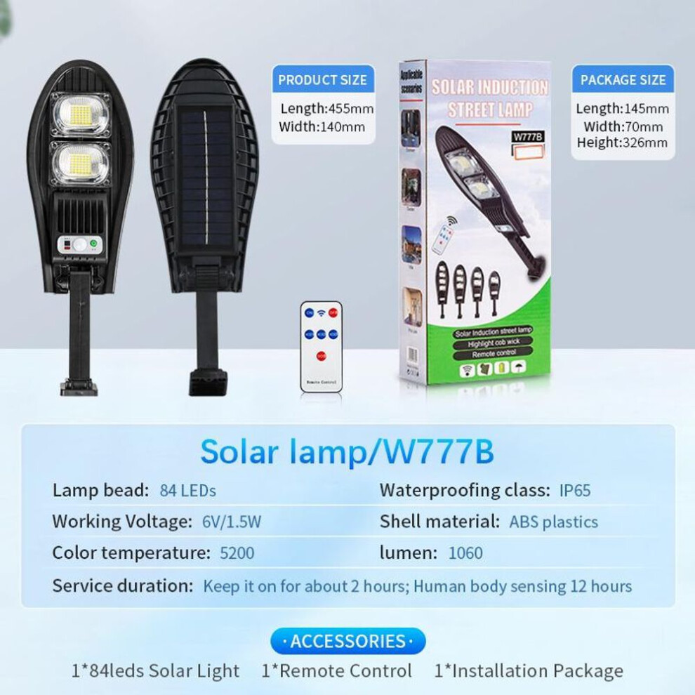 (3000W 1 hours) 12000w 6cob Solar Street Light Ip65 Waterproof Courtyard Light 3-mode Adjustable Garden Light Pir Motion Sensor Courtyard Wall Lamp