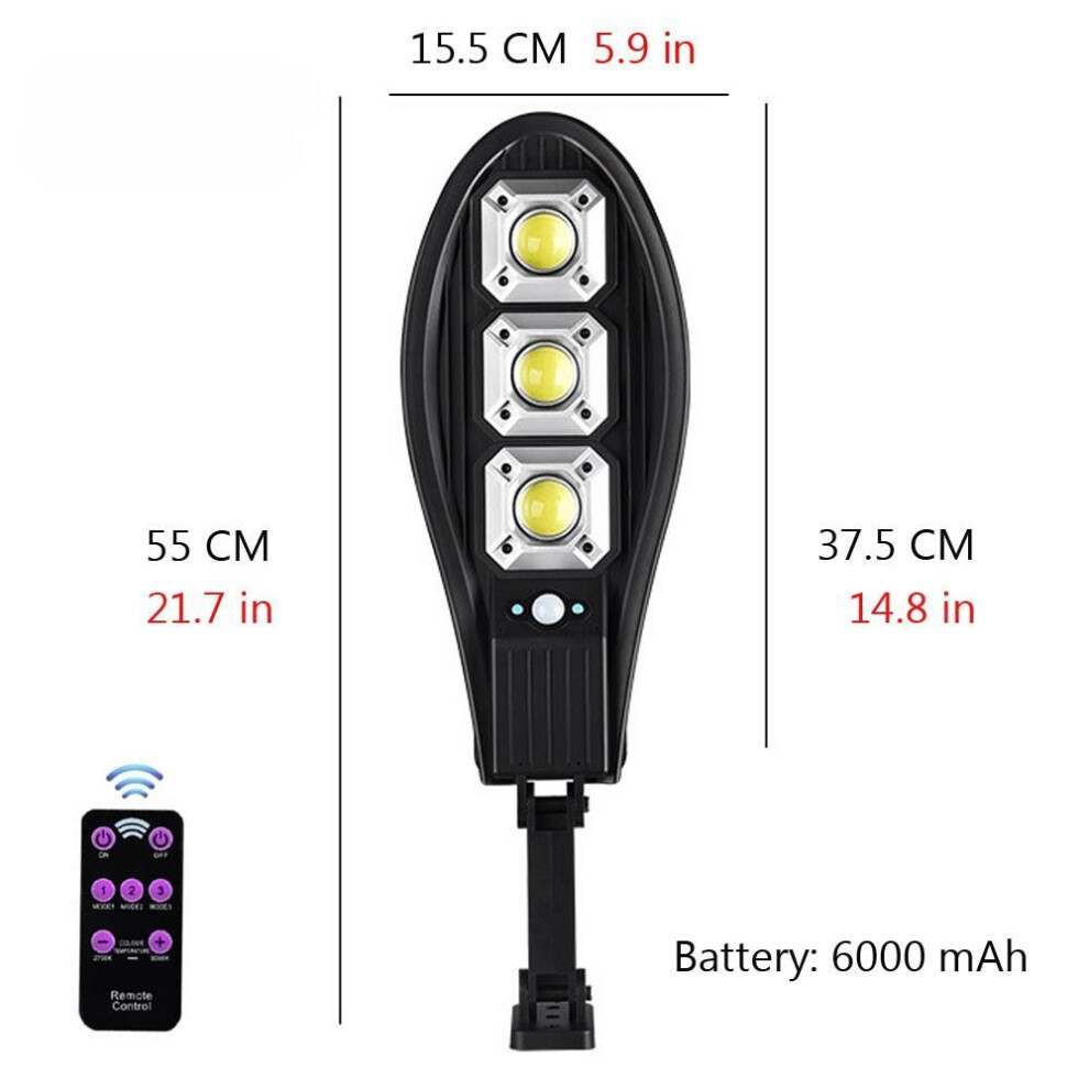 (6000W 8 hours) 12000w 6cob Solar Street Light Ip65 Waterproof Courtyard Light 3-mode Adjustable Garden Light Pir Motion Sensor Courtyard Wall Lamp