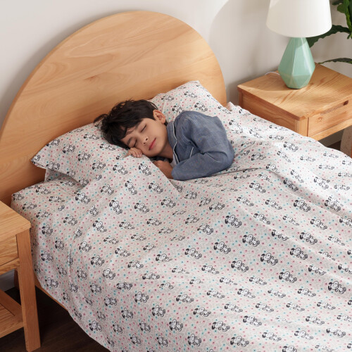 Σετ Σεντονιών Berkshire Blanket Peanuts Kids, Διπλός - 3 Τεμάχια, Snoopy Ροζ Λουλούδια 2