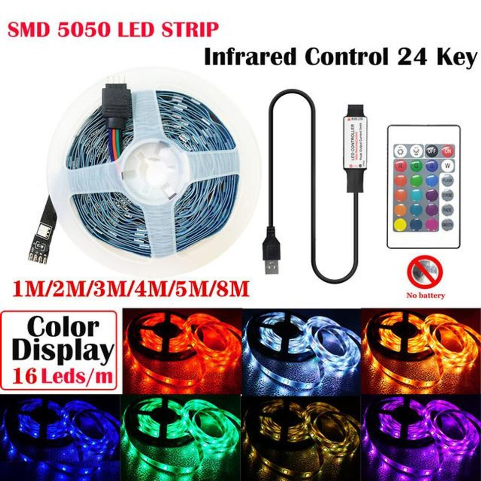 (white, 24K-4M) Led Lights Strips Bluetooth Usb 5v Led Strip Rgb Flexible Led Lamp Tape Ribbon Rgb Tv Desktop Screen Backlight Diode Tape 30 Light/m Not Waterproof