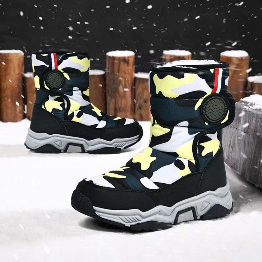 (yellow, 38) 2022 New Children's Snow Boots Boys' Cotton Shoes Medium and Large Children's Plush Warm Winter Boots Girls' Boots