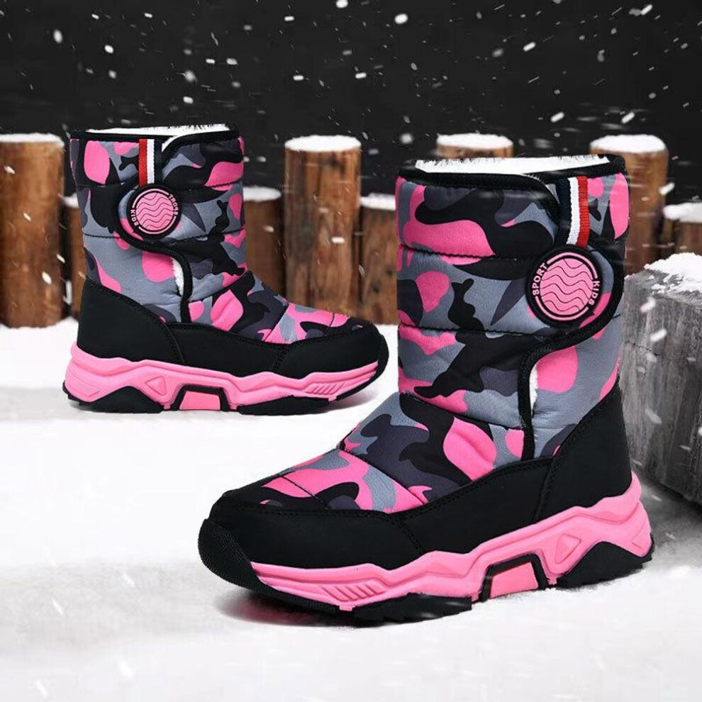 (red, 36) 2022 New Children&apos;s Snow Boots Boys&apos; Cotton Shoes Medium And Large Children&apos;s Plush Warm Winter Boots Girls&apos; Boots