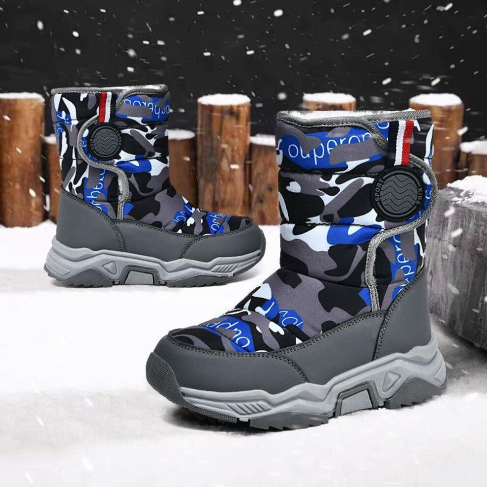 (blue, 38) 2022 New Children&apos;s Snow Boots Boys&apos; Cotton Shoes Medium And Large Children&apos;s Plush Warm Winter Boots Girls&apos; Boots
