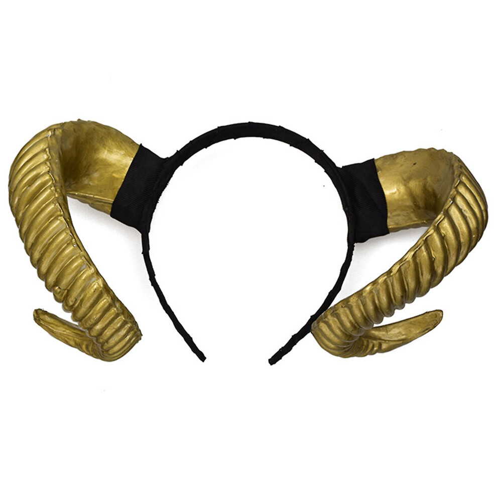 (, Style B) Sinknap Sheep Horn Headband Novelty Vivid Plastic Forest Animal Photography Aries Cosplay Photo Costume Horns For Party Golden