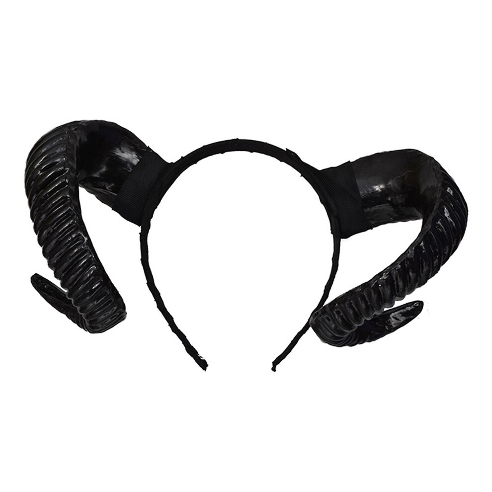(, Style B) Sinknap Sheep Horn Headband Novelty Vivid Plastic Forest Animal Photography Aries Cosplay Photo Costume Horns For Party Black