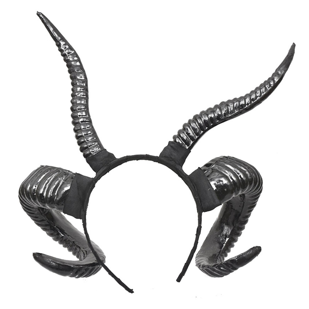 (, Style A) Sinknap Sheep Horn Headband Novelty Vivid Plastic Forest Animal Photography Aries Cosplay Photo Costume Horns For Party Black