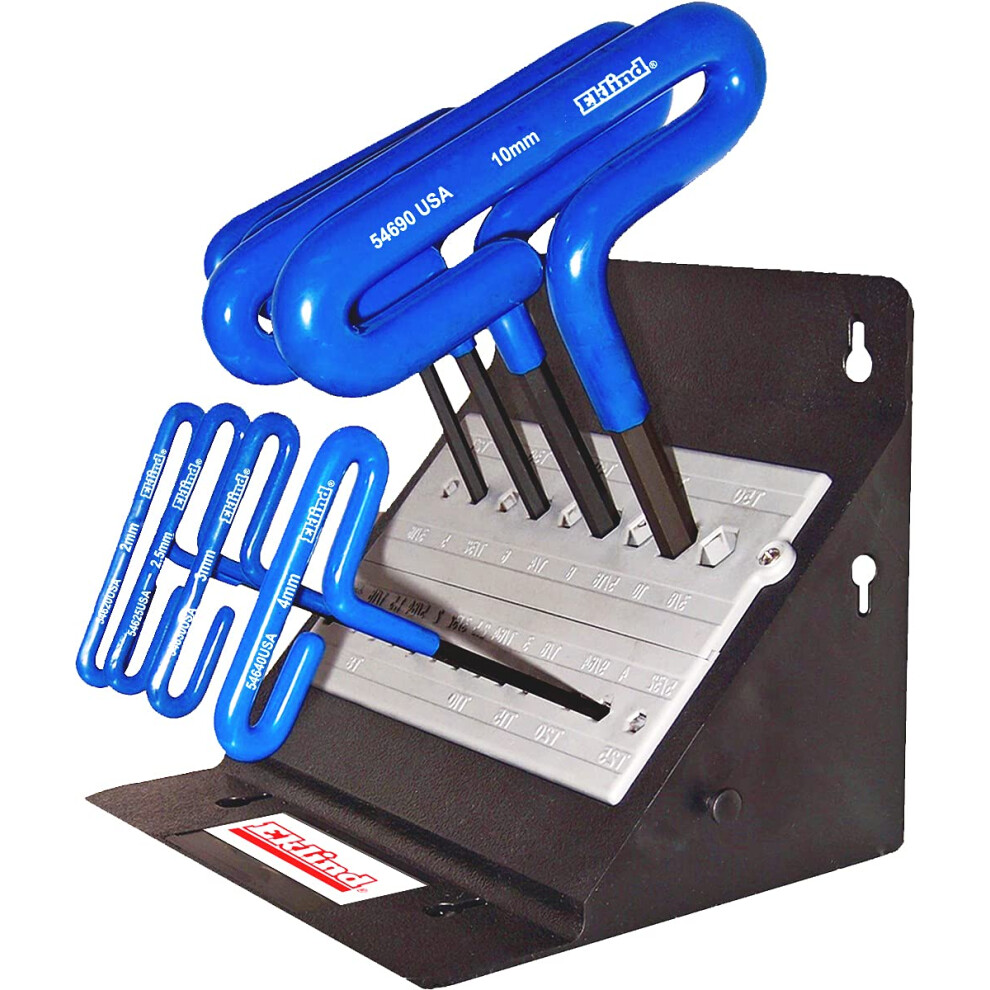 Eklind 56168 Cushion Grip Hex T-Key Allen Wrench- 8Pc Set Metric Mm Sizes 2-10 (6In Shaft) W/Stand 037516561688
