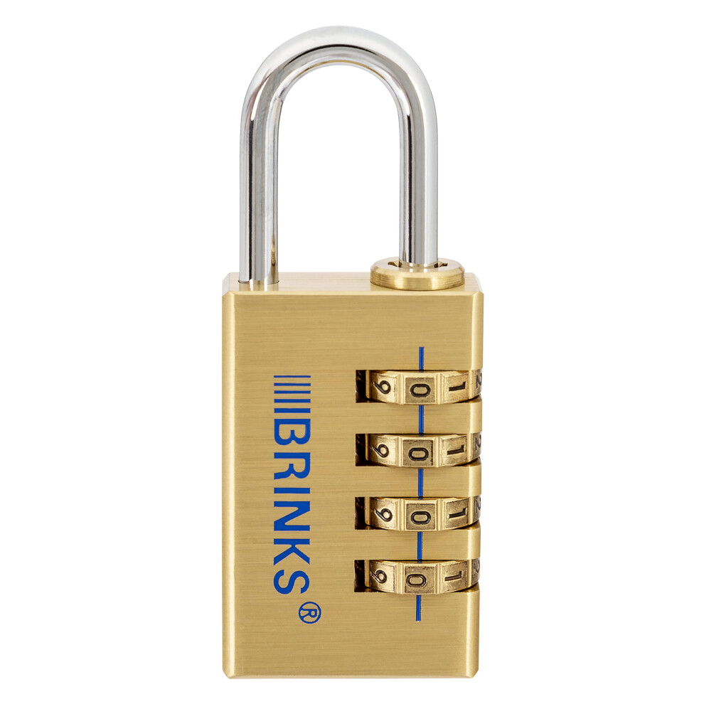 Brinks - 30Mm Solid Brass 4-Dial Resettable Padlock - Chrome Plated With Hardened Steel Shackle 039208992794