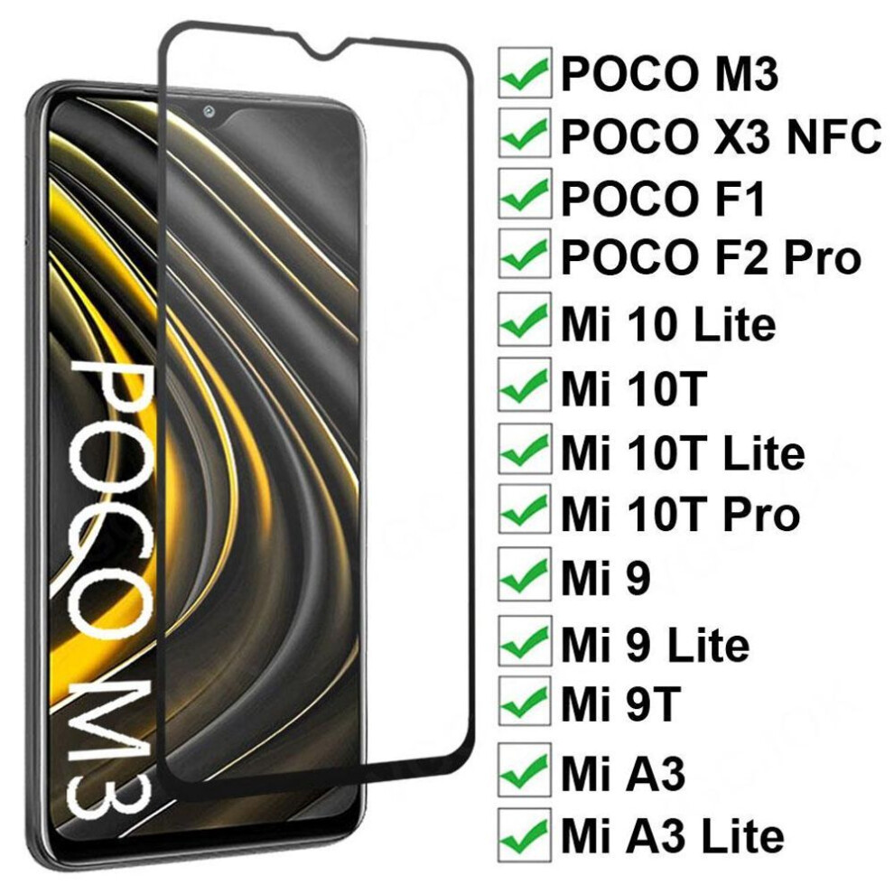 (as the picture, For POCO F1) Protective Tempered Glass For Xiaomi Poco M3 X3 Nfc F1 F2 Pro Screen Protector For Mi 9 10 Lite A3 9t 10t Pro Full Cover Film