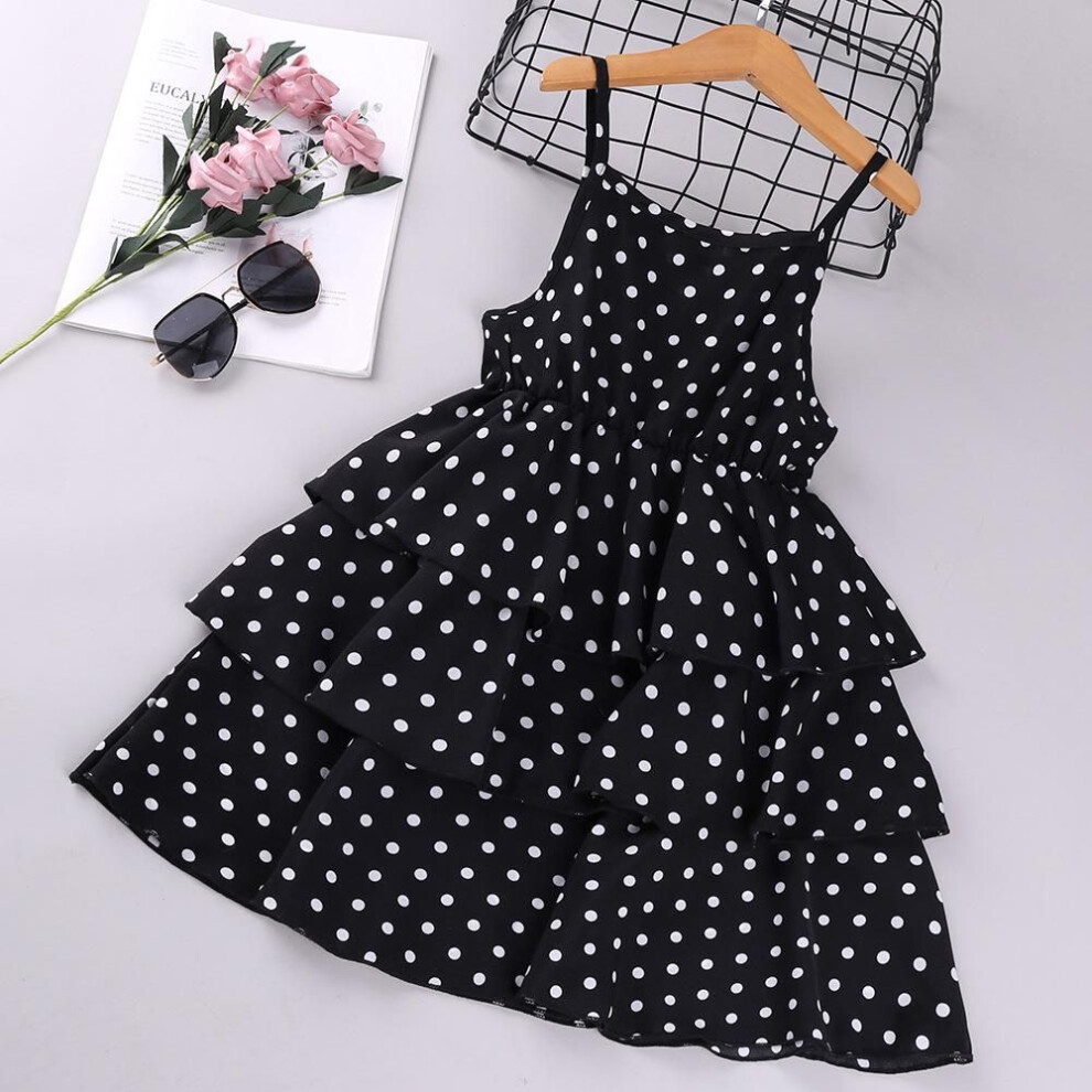 (black, 120) Dress Kids Girls 4-12 Years Black Polka Dot Dress For Girls Stylish Girls Vacation Holiday Clothes Kids Clothes Dress