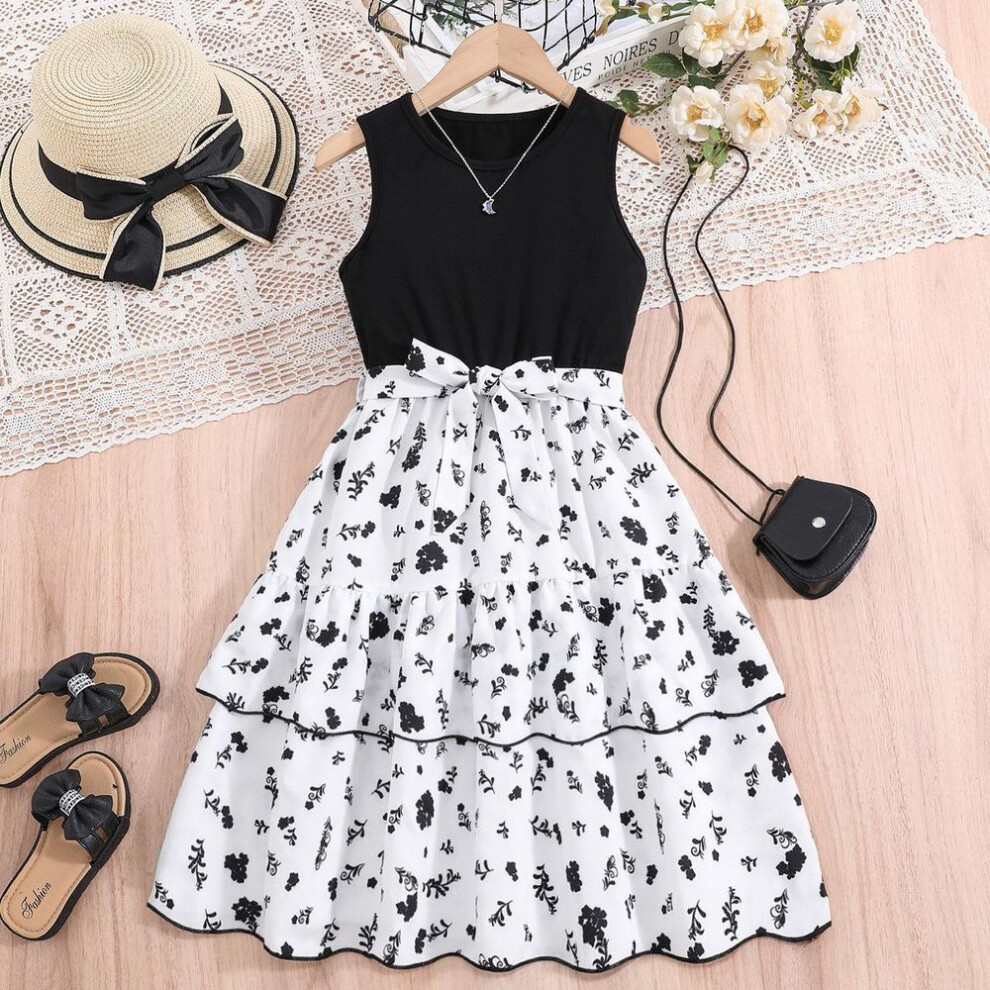 (black, 8Y) NEW 2024 Summer Girls Dress sleeveless Dress 4-12 Years Old Children&apos;s Clothes
