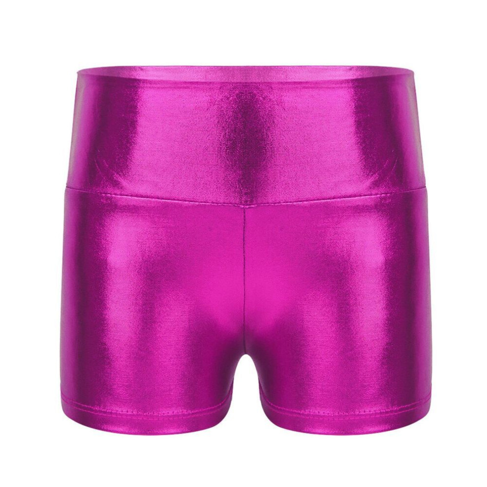 (rose, 7-8 Years) Kids Girls Metallic Shiny Gymnastic Dance Shorts Sports Bottoms Ballet Activewear Shorts