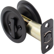 Pyöreä taskulukon yksityisyys (sänky/kylpyamme) Salpa 2-3/8"""" Backset RCL Mattamusta Stone Harbour Hardwarelta
