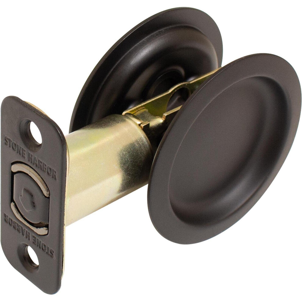 Round Pocket Door Lock Passage (Hall/Closet) Latch 2-3/8"" Backset 848424006594