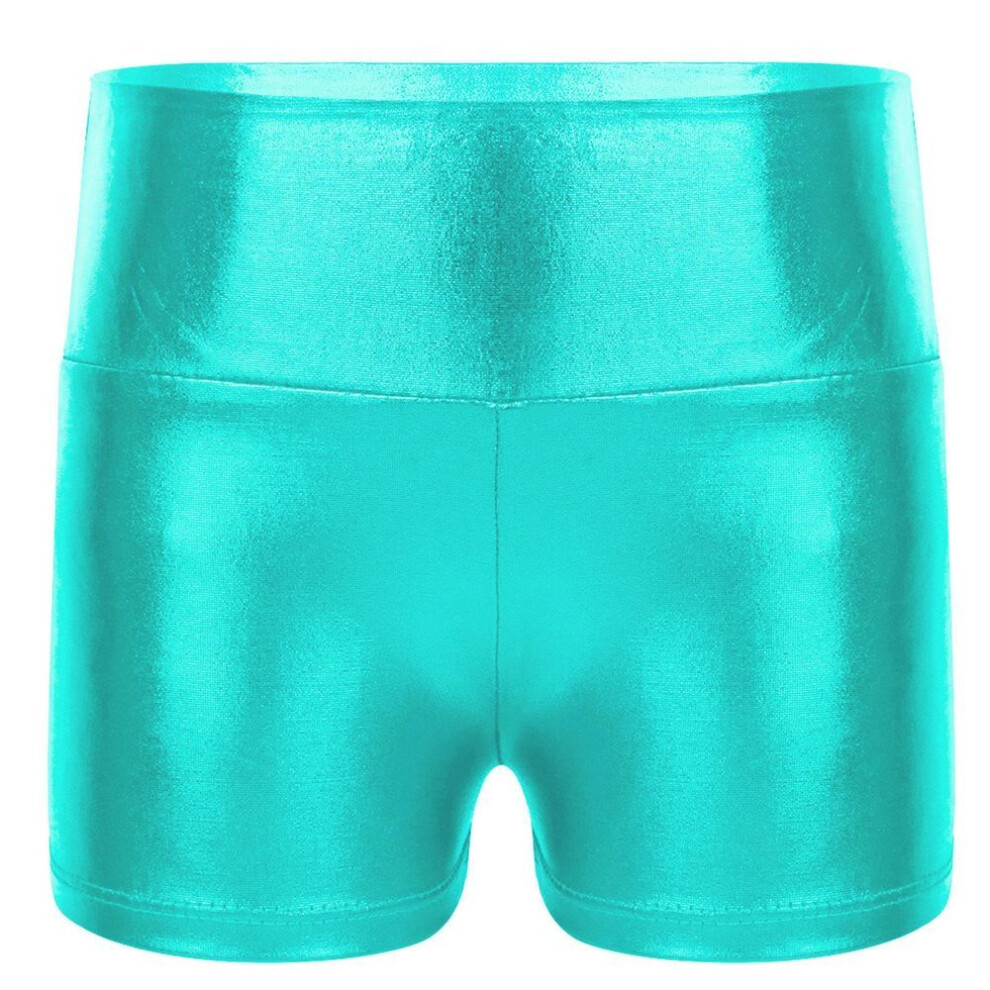 (green, 7-8 Years) Kids Girls Metallic Shiny Gymnastic Dance Shorts Sports Bottoms Ballet Activewear Shorts