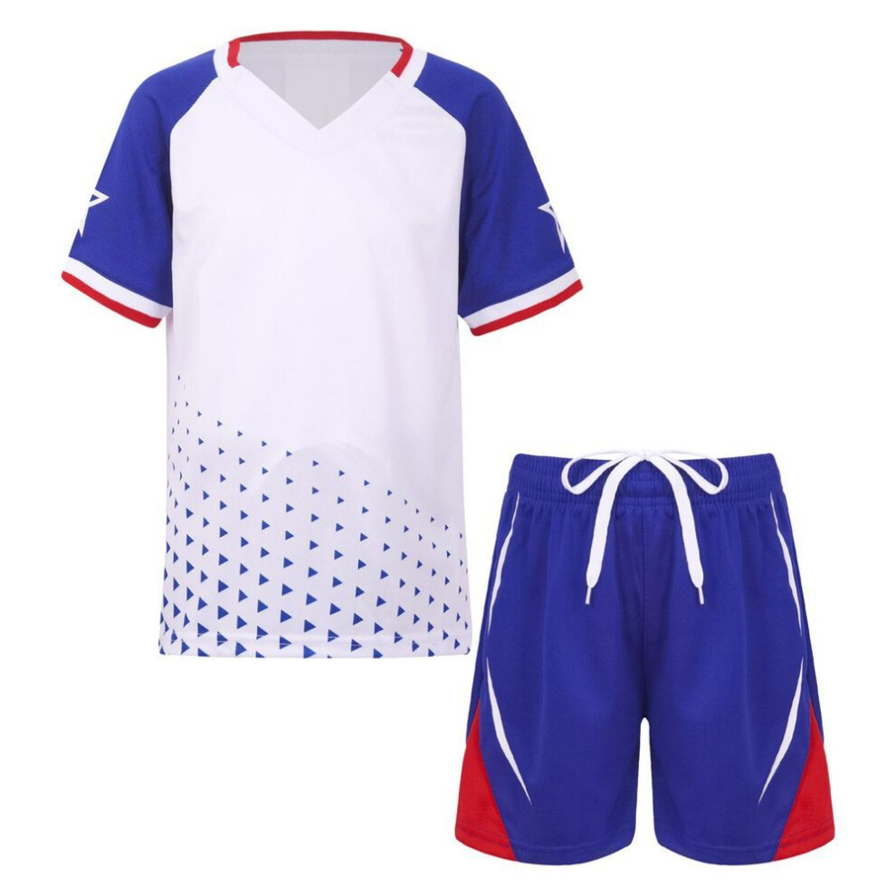 (white, 11-12 Years) Children&apos;s Sports Clothing Set Boys Short Sleeve T-shirt And Shorts Sports Suit Tracksuit Summer Football Basketball Fitness Sportswear