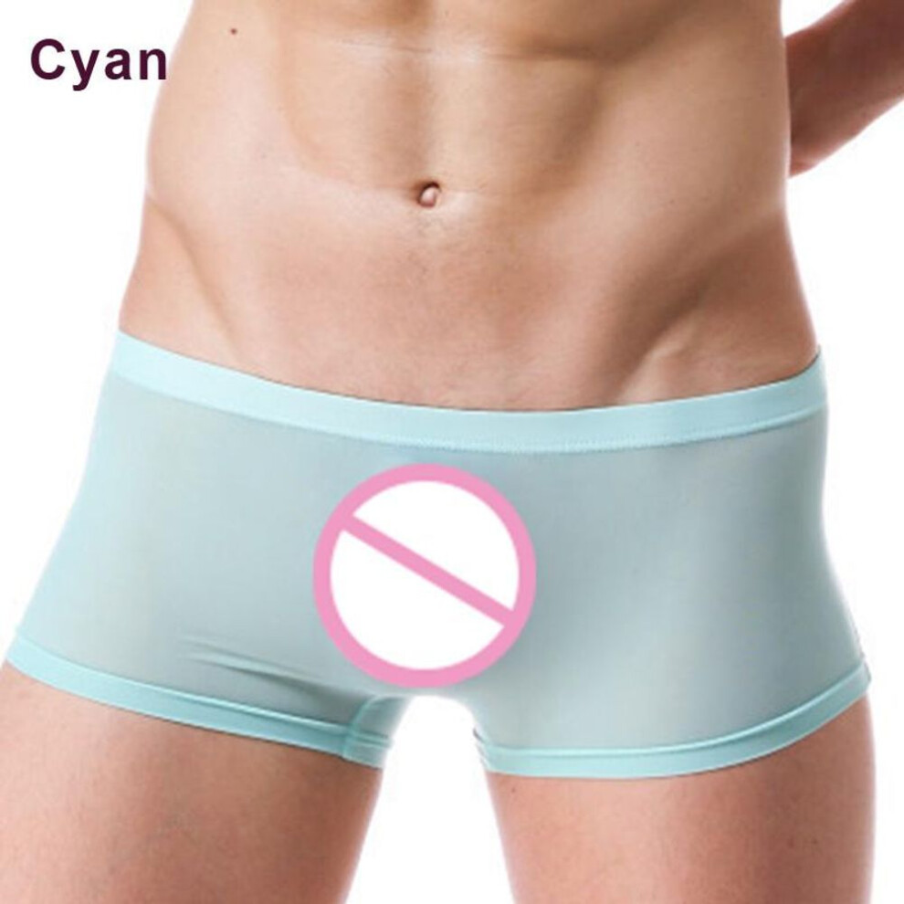 (light blue, 3XL) Ice Silk See Through Men&apos;s Underwear Boxer Briefs Ultra Thin Comfortable Breathable Sexy Panties