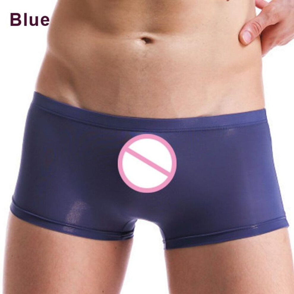 (gray, XL) Ice Silk See Through Men&apos;s Underwear Boxer Briefs Ultra Thin Comfortable Breathable Sexy Panties