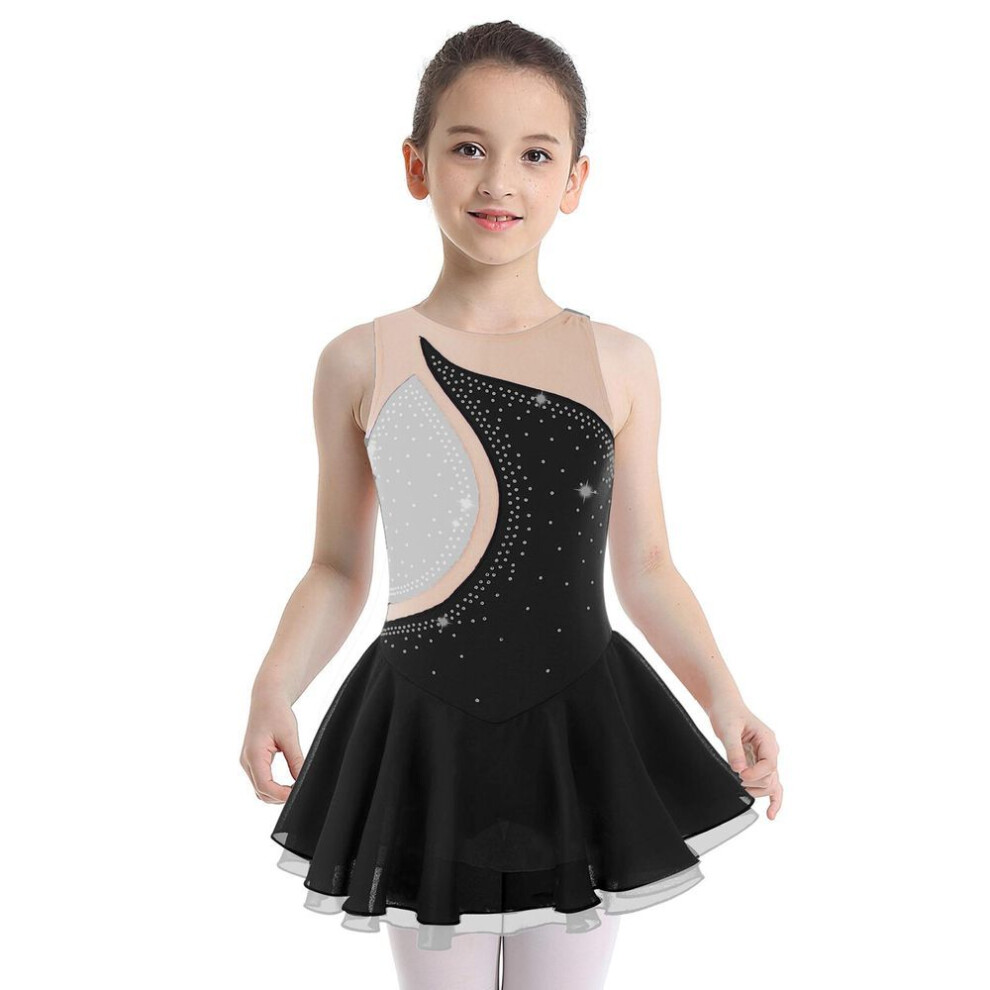 (black, 9-10 Years) Figure Skating Dress For Children Ice Skating Competition Clothing Girls Ballet Dance Dresses