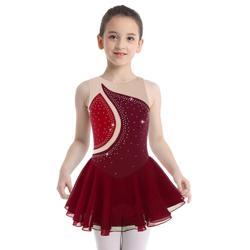 (red, 5-6 Years) Figure Skating Dress For Children Ice Skating Competition Clothing Girls Ballet Dance Dresses