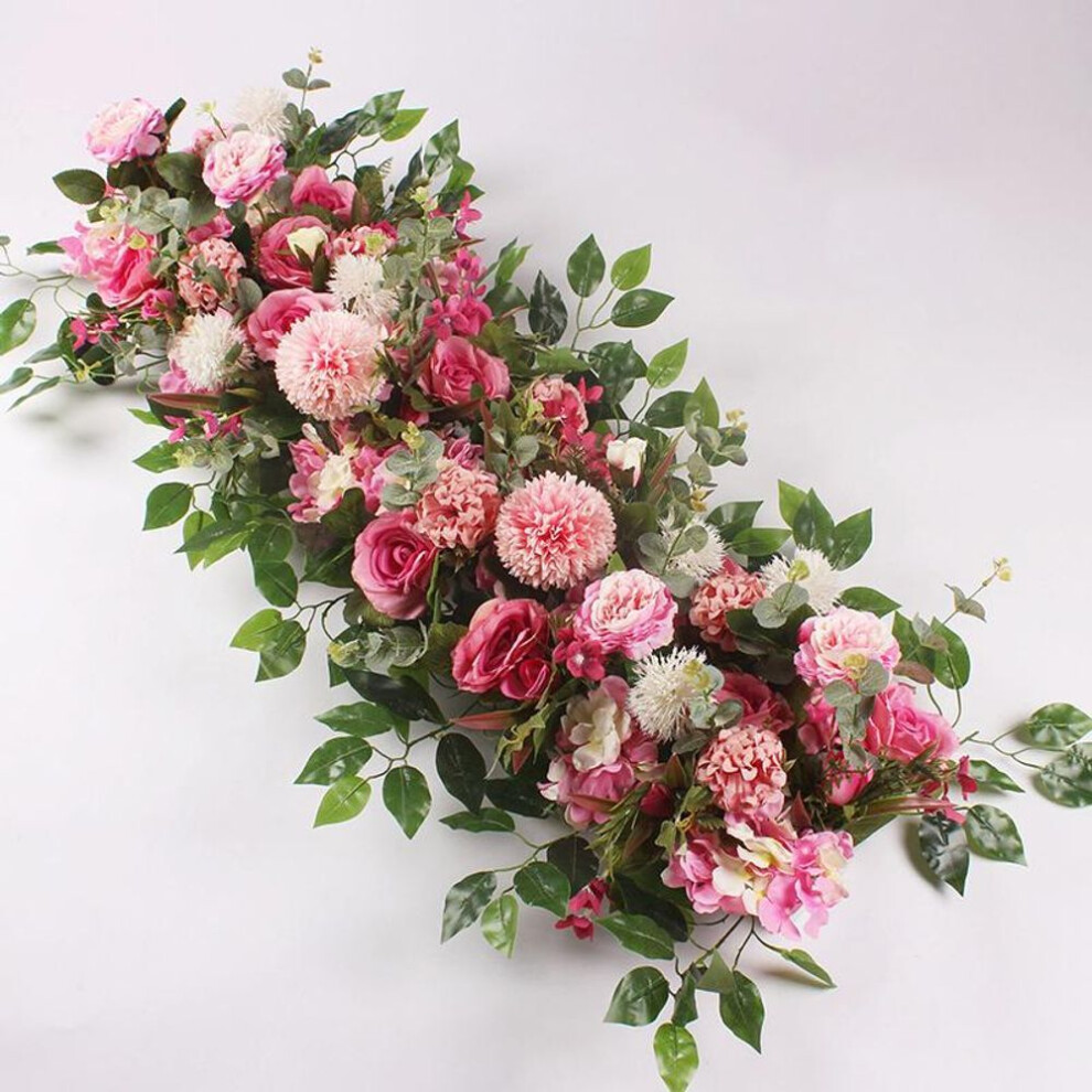 (dark pink, 100 cm) 50/100cm Wedding Flower Wall Arrangement Supplies Silk Artificial Flower Row Decor For Wedding Arch Backdrop