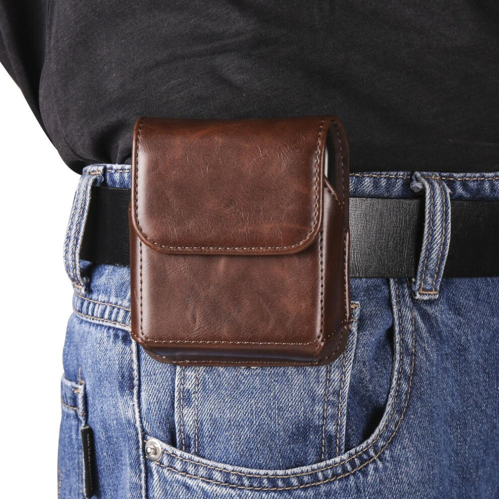 (coffee, Samsung Galaxy Z Flip 4) Luxury Leather Belt Clip Phone Case Men Waist Bag For Samsung Galaxy Z Flip5 Flip4 Flip3 5g,oppo Find N2 Flip Moto Razr Magnetic Holster Pouch Cover