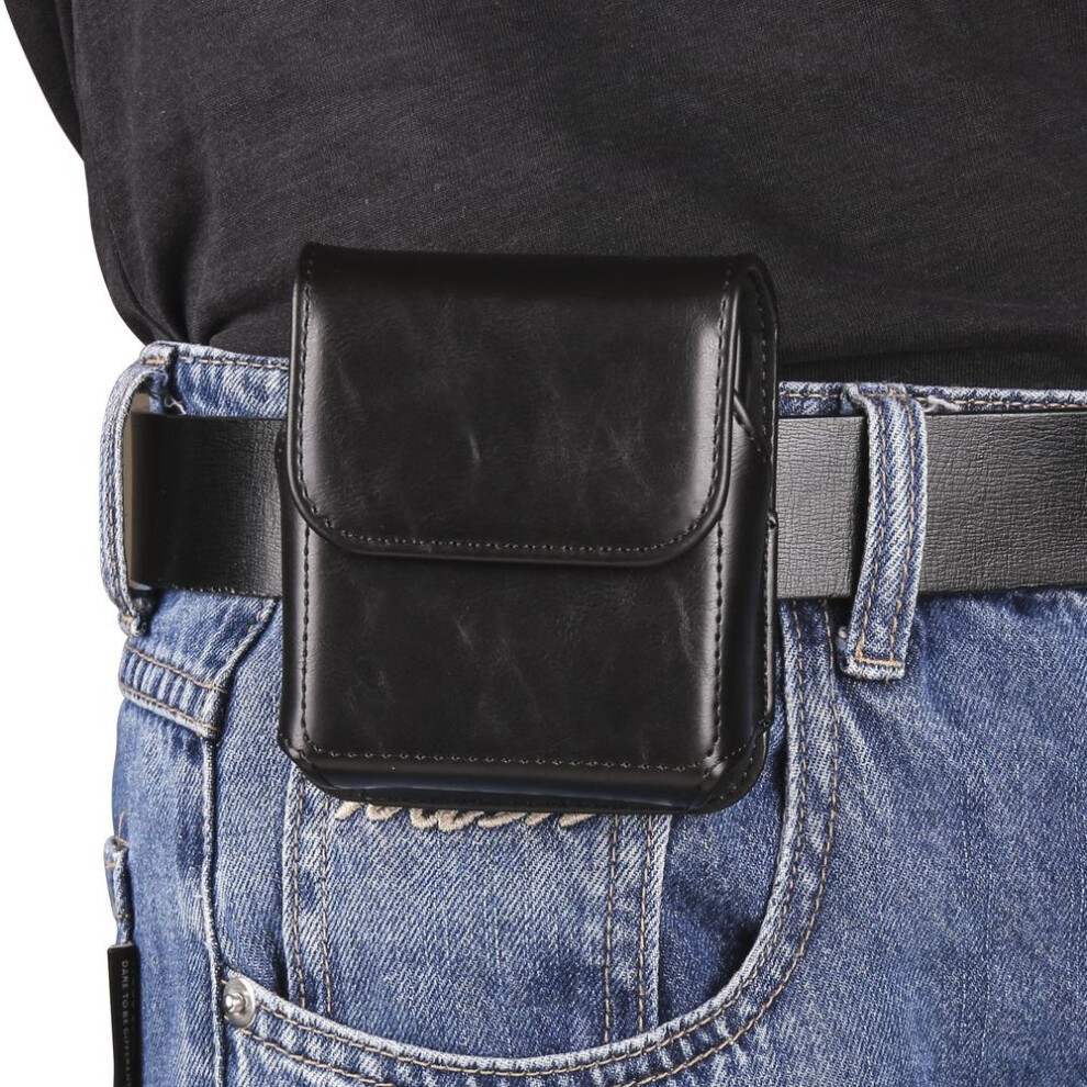 (black, Motorola Razr 5G 2020) Luxury Leather Belt Clip Phone Case Men Waist Bag For Samsung Galaxy Z Flip5 Flip4 Flip3 5g,oppo Find N2 Flip Moto Razr Magnetic Holster Pouch Cover