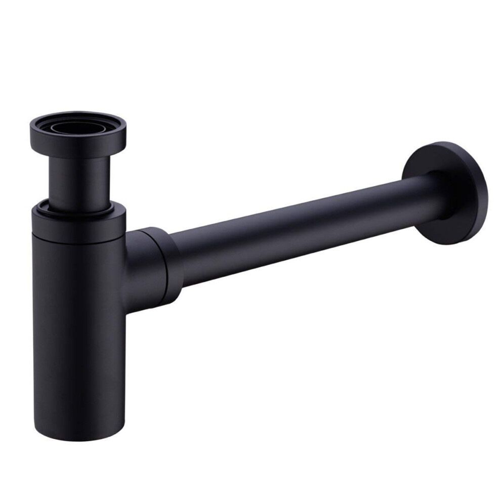 Bottle Trap Brass Nicmondo 1 1/4 Round Bottle P-Trap Decorative Lavatory Basin Sink Waste Traps Drain Tube Kit Adjustable Height Matt Blac 603996039513