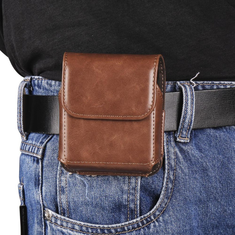 (brown, Motorola Razr 40 Ultra) Luxury Leather Belt Clip Phone Case Men Waist Bag For Samsung Galaxy Z Flip5 Flip4 Flip3 5g,oppo Find N2 Flip Moto Razr Magnetic Holster Pouch Cover