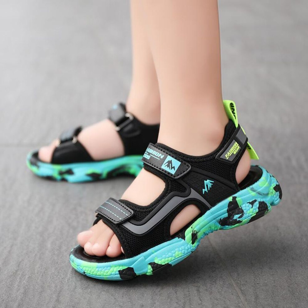 (green, 37) Summer Kids&apos; Shoes Boys&apos; Soft Soled Beach Shoes Kids Fashion Open Toe Sandals