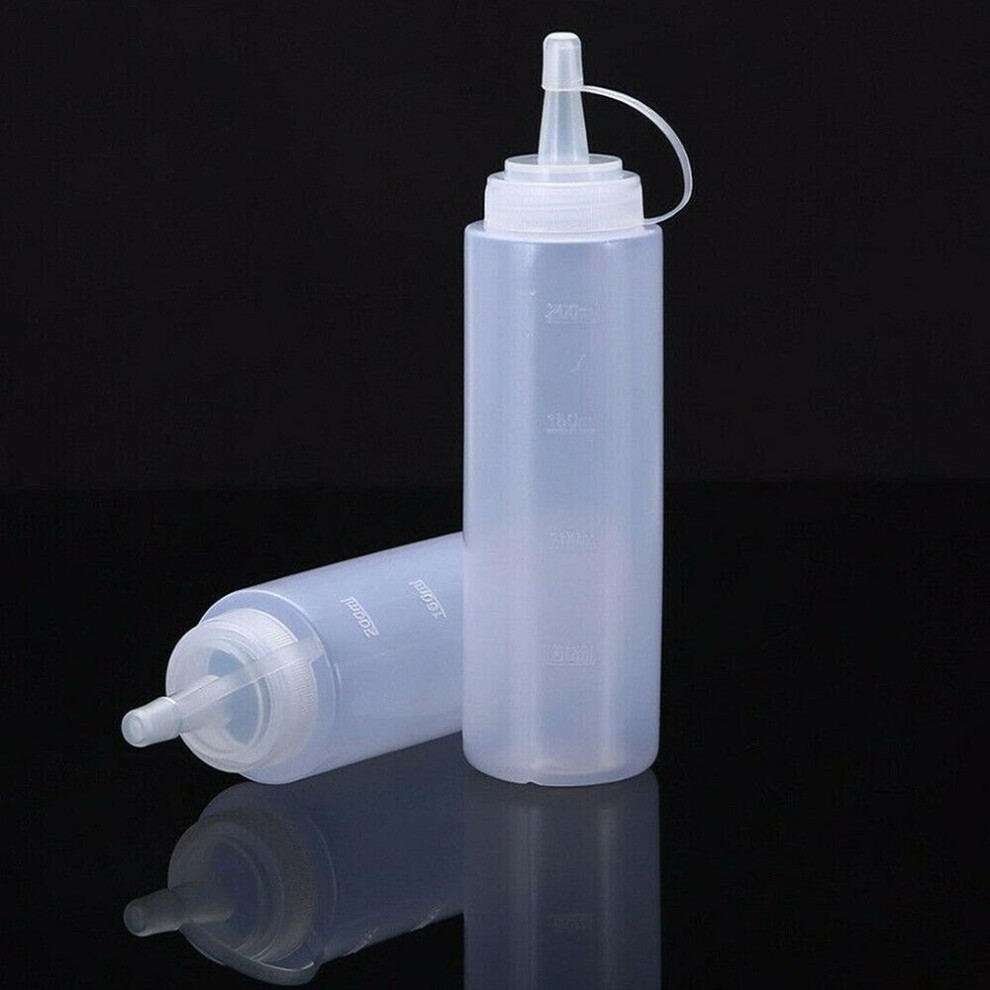 3x/set Plastic Squeeze Bottle Condiment Dispenser Ketchup Mustard Sauce 8oz