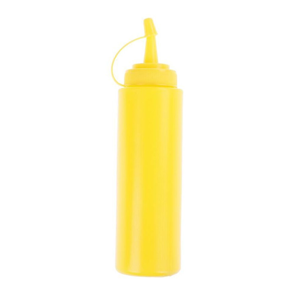 (Yellow) Kitchen Plastic Salad Squeeze Bottle 8oz For Sauce Vinegar Oil Ketchup Tool