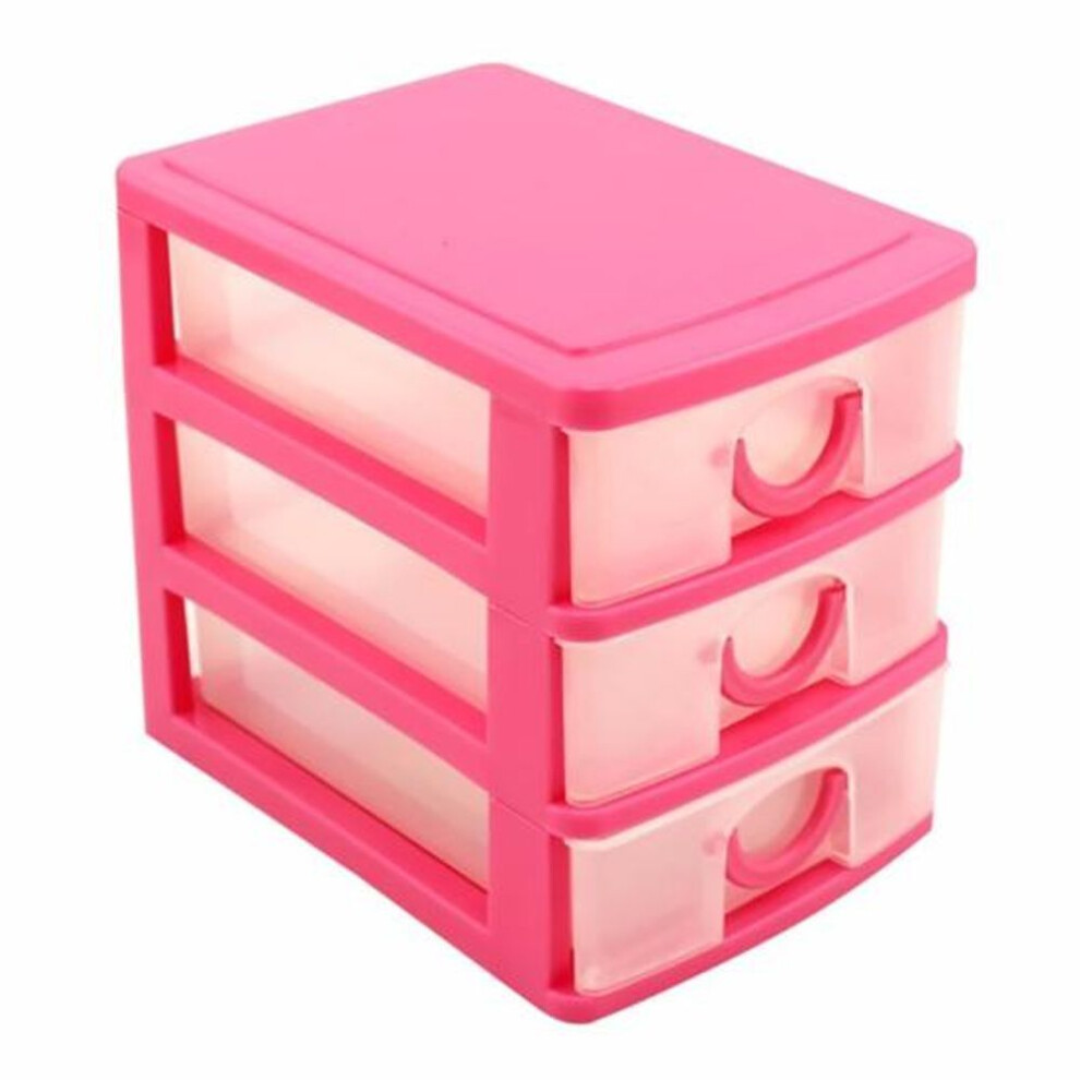 (pink, Three Layers) Storage Box Multifunctional Dustproof Drawer Type Multiple Layers Jewelry Cosmetic Desk Organizer For Home