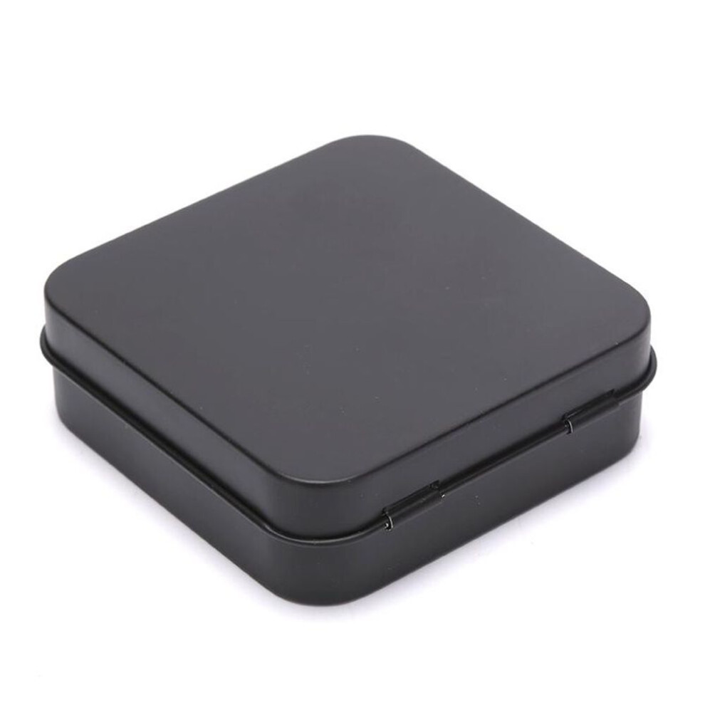 (black) Mini Metal Tins Container Square Hinged Flip Storage Tin Box  Jewelry Coin Case