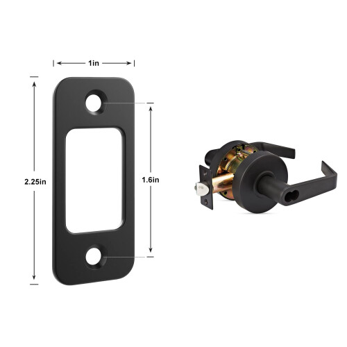 Deadbolt Strike Plate Door Backplate 1 """" X 2 1/4 """" Round Corner -(1 -Pack) 1