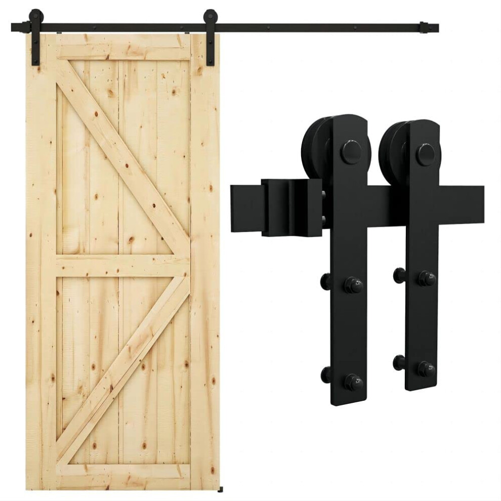 Kit de quincaillerie pour porte de grange coulissante LQKUMJG de 6,6 pieds pour porte en bois simple, installation facile et silencieuse, convien