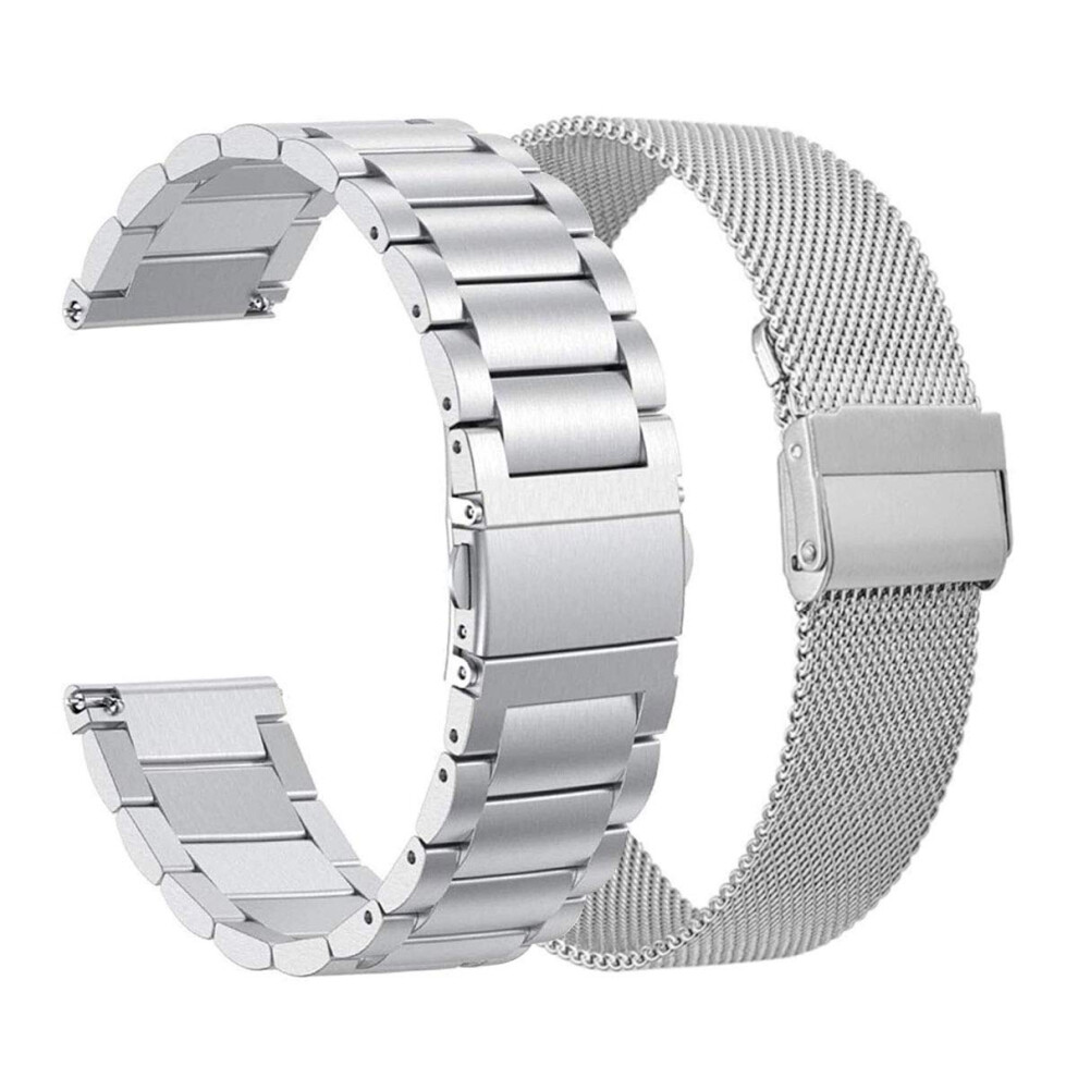 ViCRiOR Compatible for Garmin Venu/Venu SQ Music Bands  Solid Stainless Steel Watchband+ Mesh Strap Bracelet Replacement Band Strap for Garm