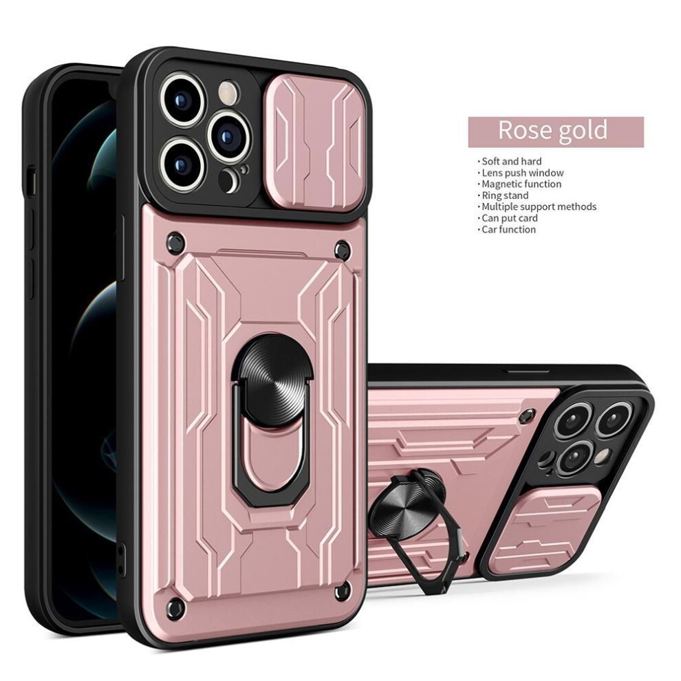 (rose gold, Samsung A32 5G) Luxury Shockproof Lens Protector Multifunction Armor Case For Phone 15 14 Plus 13 12 11 Pro Max For Samsung S23 S22 S21ultra Plus Note20ultra A14 A54