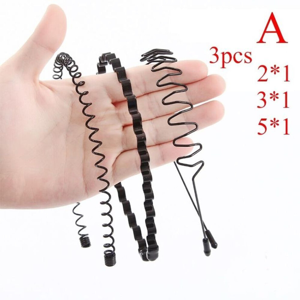 (A-3pcs) 5pcs/set Men&apos;s Fashion Hair Hoop Metal Headband Band Black Hair Movement Head Hoop Head Buckle