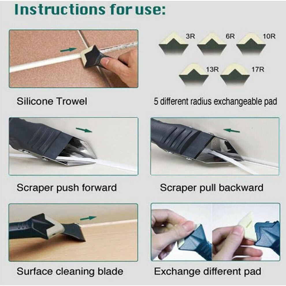 3 in1 Removal Caulking Tool Silicone Removal Scraper Kit Sealant Replace
