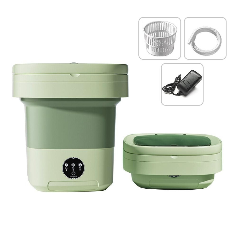 (green, UK Plug) 8l Portable Mini Washing Machine With Uv Sterilization Foldable Spin Dryer With Drain Basket Drain