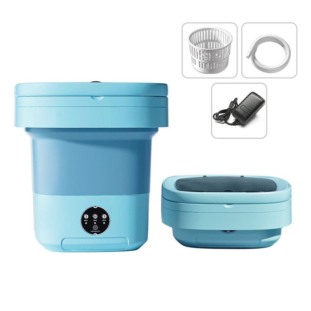 (blue, UK Plug) 8l Portable Mini Washing Machine With Uv Sterilization Foldable Spin Dryer With Drain Basket Drain