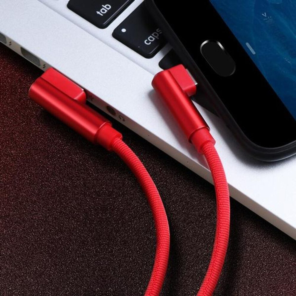 (blue, 1.5M iPhone iPad) 90 Degree 3A Fast Charging USB Charger Cable, Suitable for IPhone/Android/Type C Cable Nylon USB C Cable