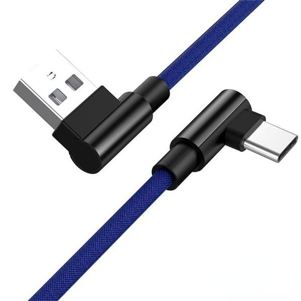 (blue, 1.5M Type-C) Nylon Braid 90 Degree 2.4A Fast Charging Cable Android Type C USB Data Cable For iPhone Samsung Huawei Xiaomi Mobile Phone Charger Cable