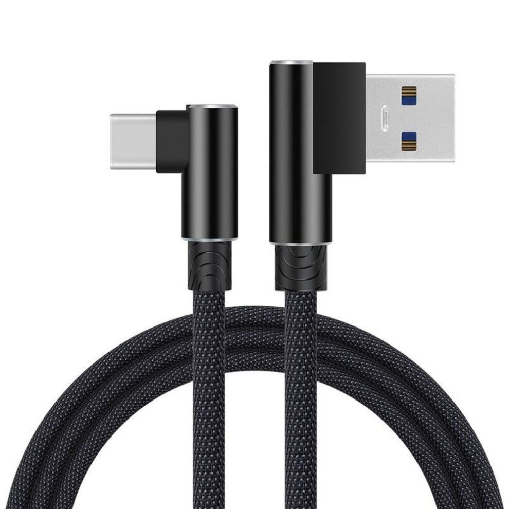(black, 1M Micro USB) Nylon Braid 90 Degree 2.4a Fast Charging Cable Android Type C Usb Data Cable For Iphone Samsung Huawei Xiaomi Mobile Phone Charger Cable