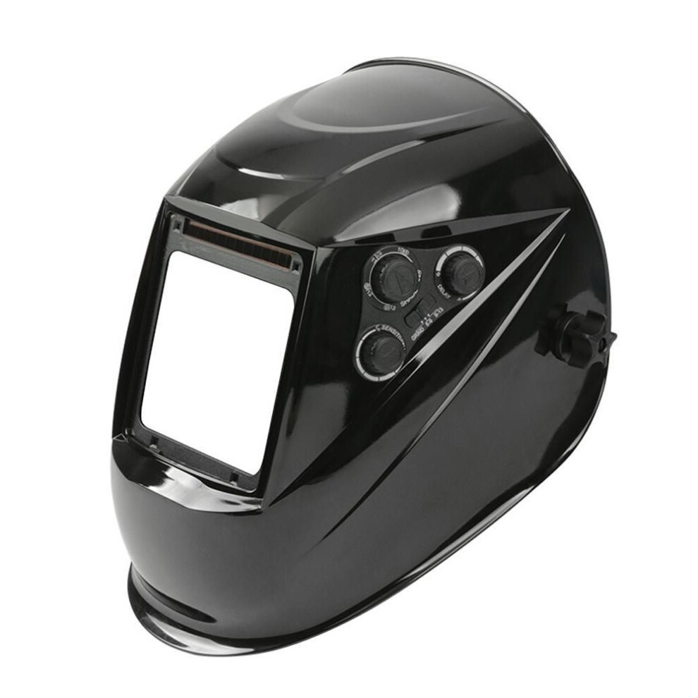(black) Solar Charging Automatic Dimming Welding Mask Large View True Color Welding Facemask 130 High