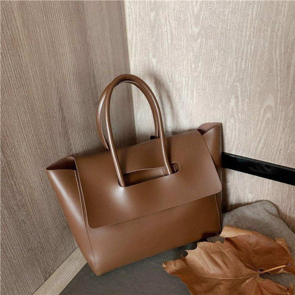 (light brown) Large Capacity Tote Handbags For Women, Genuine Leather Ladies Top-handle Bags Fashion Shoulder Bags Purses
