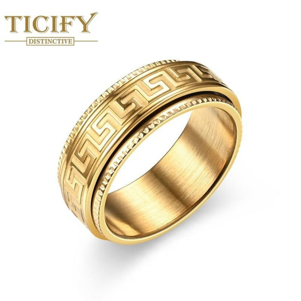 (gold, 10) Titanium Steel Ring Male Decompression Resistance Rotation Rotation Ring Fashion Couple Ring Jewelry