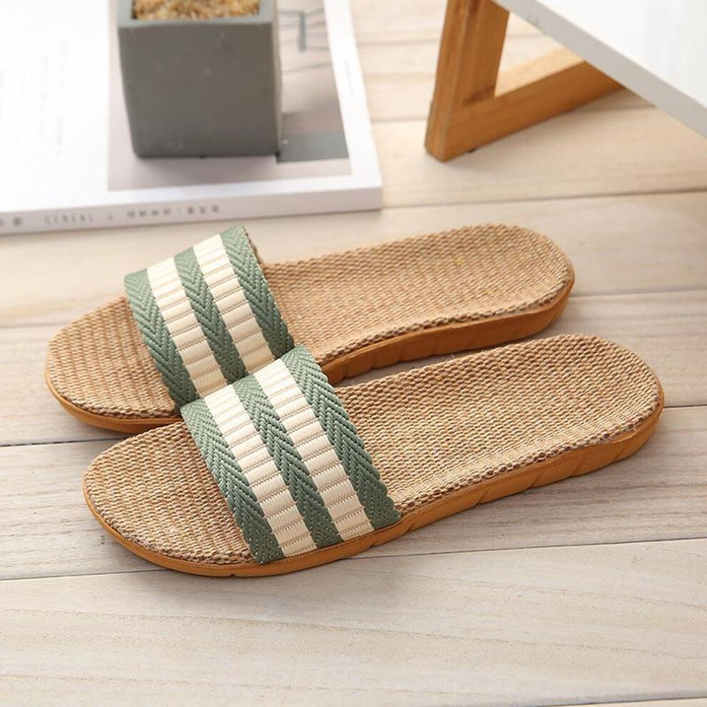 (green, 39-40) 36-45 Mens Slippers For Men Eva Flat Shoes Linen Lightweight Casual Slippers Women For Home
